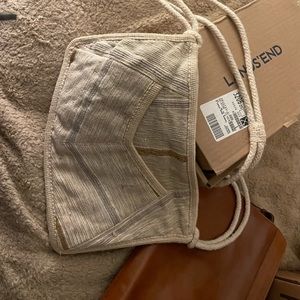 Vintage cream, embroidered shoulder bag in cotton